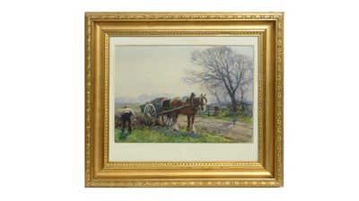 Lot 1048 - John Atkinson - Loading the Hay Cart | watercolour