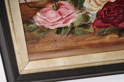 Lot 361 - Annie Molley - Still Life with Garden Roses | oil