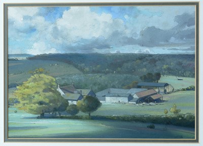 Lot 1091 - Edward Loxton Knight - Cloud Scudded Skies over a Farmstead | pastel