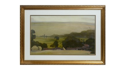 Lot 1092 - Edward Loxton Knight - Panoramic Dusk Landscape | watercolour