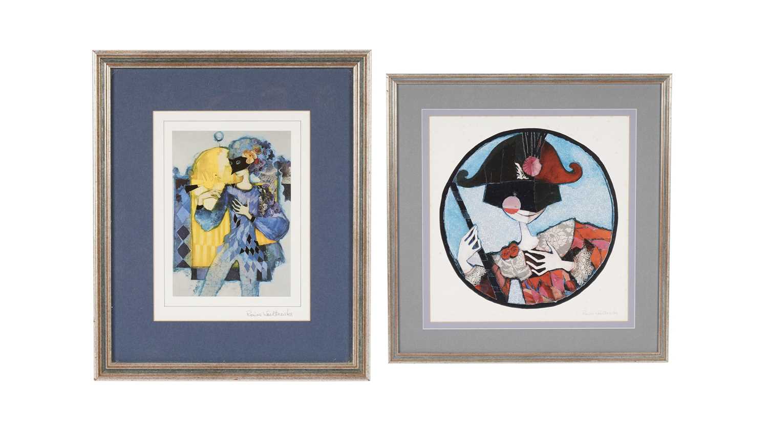 Lot 757 - Rosina Wachtmeister - "Harlequin" and "Papageno" | photolithographic prints with metallic foil