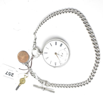 Lot 257 - J.B. Macowan Crieff Silver pocket watch and fob