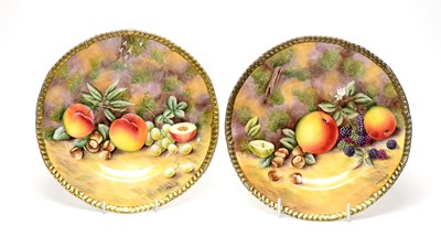 Lot 918 - A pair of David Bowkett fruit-painted plates