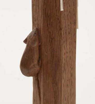 Lot 1334 - Robert 'Mouseman' Thompson, Kilburn: a carved oak table lamp