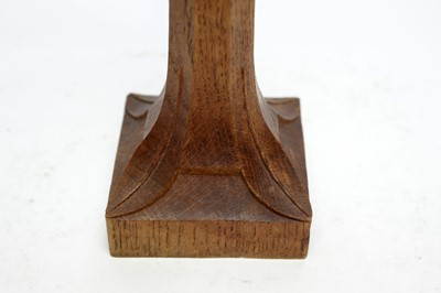 Lot 1334 - Robert 'Mouseman' Thompson, Kilburn: a carved oak table lamp
