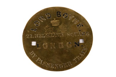 Lot 925 - A brass luggage label for Lord Boyne