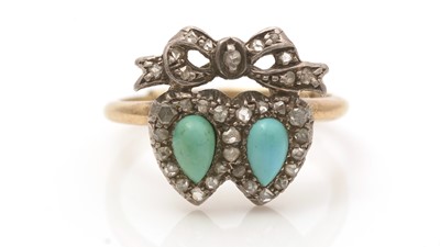 Lot 645 - A Victorian diamond and turquoise ring