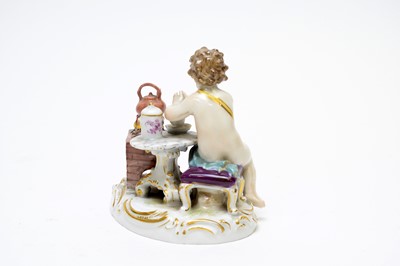 Lot 929 - Meissen figure of a putto whisking chocolate