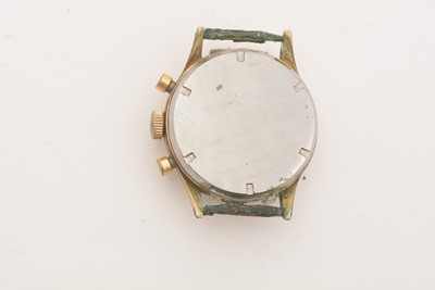 Lot 565 - Leonidas: a gilt steel cased manual-wind chronograph wristwatch