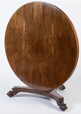 Lot 1493 - A William IV rosewood tilt-action breakfast table