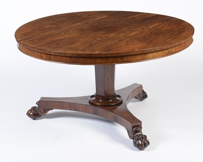 Lot 1493 - A William IV rosewood tilt-action breakfast table