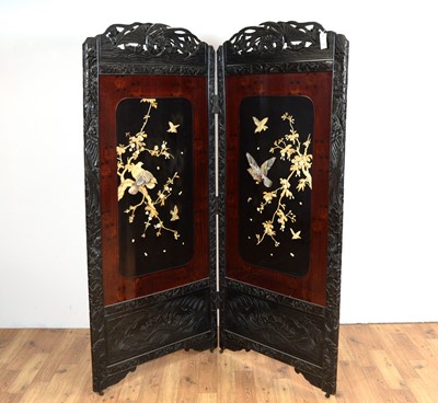 Lot 12 - A decorative Chinese Oriental two panel dressing screen