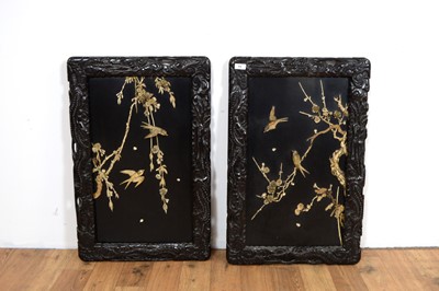 Lot 15 - Two decorative Chinese Oriental hardwood panels