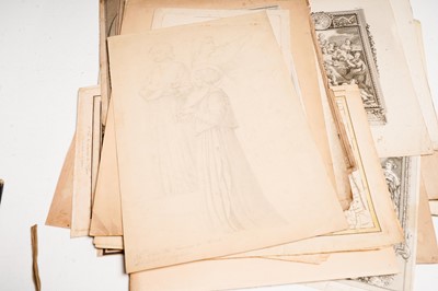 Lot 15 - 19th Century - A folio containing a collection of antiquarian prints and sketches