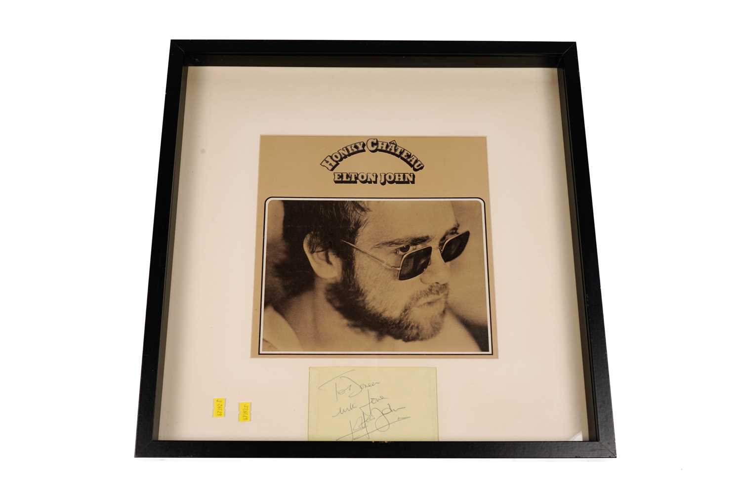 Lot 752 - An Elton John 'Honky Chateau' vinyl record sleeve and autograph