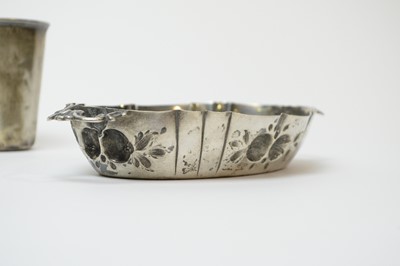 Lot 243 - An Edwardian silver Christening cup; a bonbon dish and two tumblers