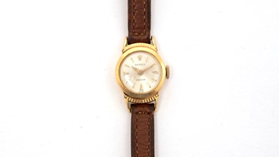 Lot 586 - Rolex Precision: an 18ct yellow gold cased lady's manual-wind cocktail watch