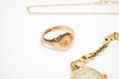 Lot 262 - A Cyma gold cocktail watch; gold and other jewellery