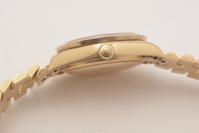 Lot 587 - Rolex Oyster Perpetual Day-Date: an 18ct yellow gold cased automatic wristwatch