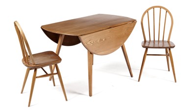 Lot 6 - Lucian Ercolani for Ercol: A drop leaf  table, model 284, and two chairs, Model 400.