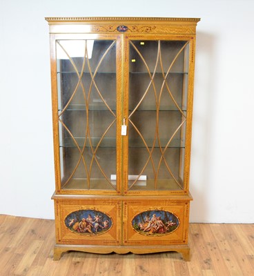 Lot 62 - An attractive Edwardian style painted satinwood china cabinet