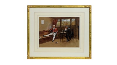 Lot 1059 - G* B* - Interior of a Tavern | watercolour