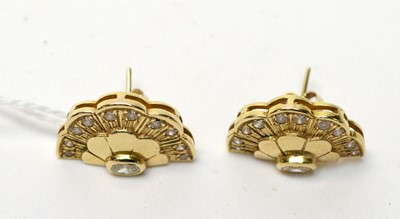 Lot 107 - A pair of Art Deco style diamond and yellow gold earrings