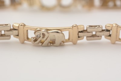 Lot 115 - A diamond and yellow gold elephant bracelet