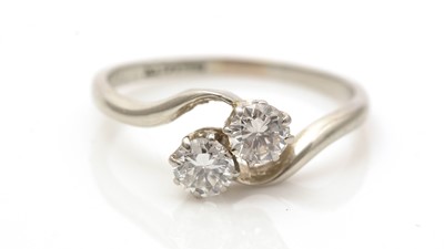 Lot 746 - A two stone diamond ring
