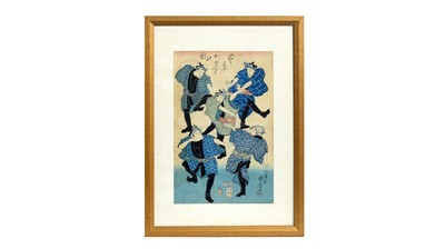 Lot 868 - Kuniyoshi Utagawa - Actors performing a dance | woodblock