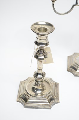 Lot 227 - A silver candelabrum and candlesticks, by Barker Ellis Silver Co