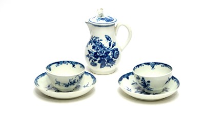Lot 885 - Pair of Worcester Mansfield pattern tea bowls and saucer; a jug