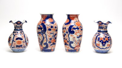 Lot 863 - Two pairs of Japanese Imari vases