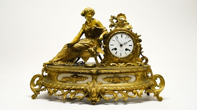 Lot 87 - A late 19th Century French figural mantel clock