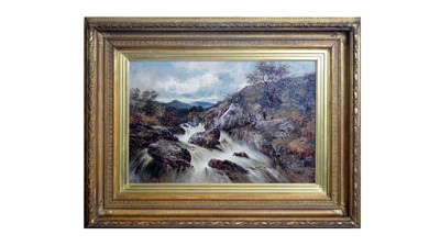 Lot 1183 - William E. Harris - Torrent on the Marlas, Wales | oil