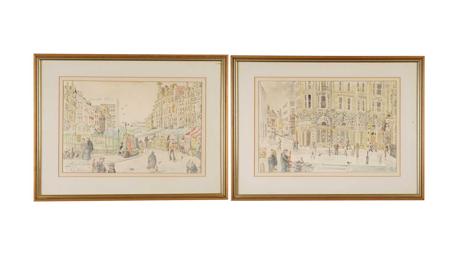 Lot 165 - Charles Herbert "Charlie" Rogers - Collingwood Street & The Bigg Market | watercolours