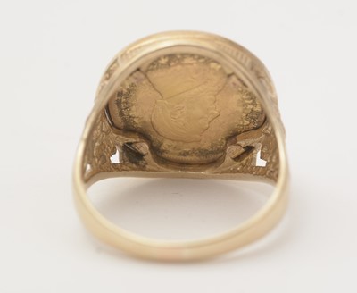 Lot 103 - A South African 1/10 oz gold Krugerrand coin in ring mount