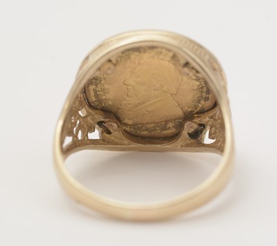 Lot 103 - A South African 1/10 oz gold Krugerrand coin in ring mount