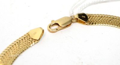 Lot 106 - A yellow gold herringbone chain choker necklace