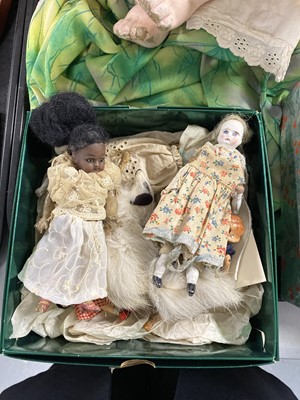 Lot 387 - A collection of antique dolls, doll parts and accessories