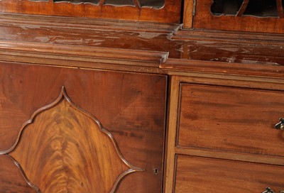 Lot 971 - W M Richardson, Leeds: A large good quality Georgian style mahogany breakfront glazed bookcase