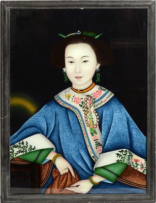 Lot 1089 - In the style of Lang Shining - The Fragrant Concubine | reverse painting on glass