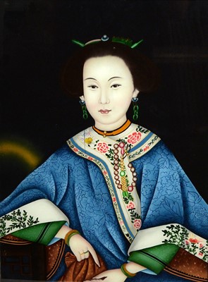 Lot 1089 - In the style of Lang Shining - The Fragrant Concubine | reverse painting on glass