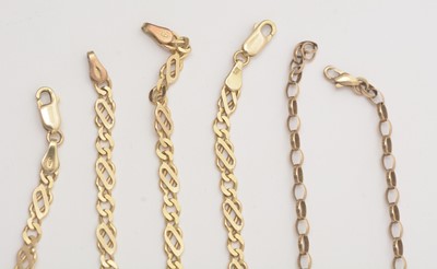 Lot 170 - Two 9ct gold necklaces and a gold bracelet