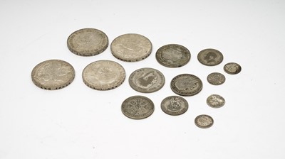 Lot 427 - A small collection British coins, including four 1935 'rocking horse' crowns