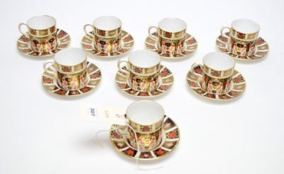 Lot 307 - A set of eight Royal Crown Derby cups and saucers