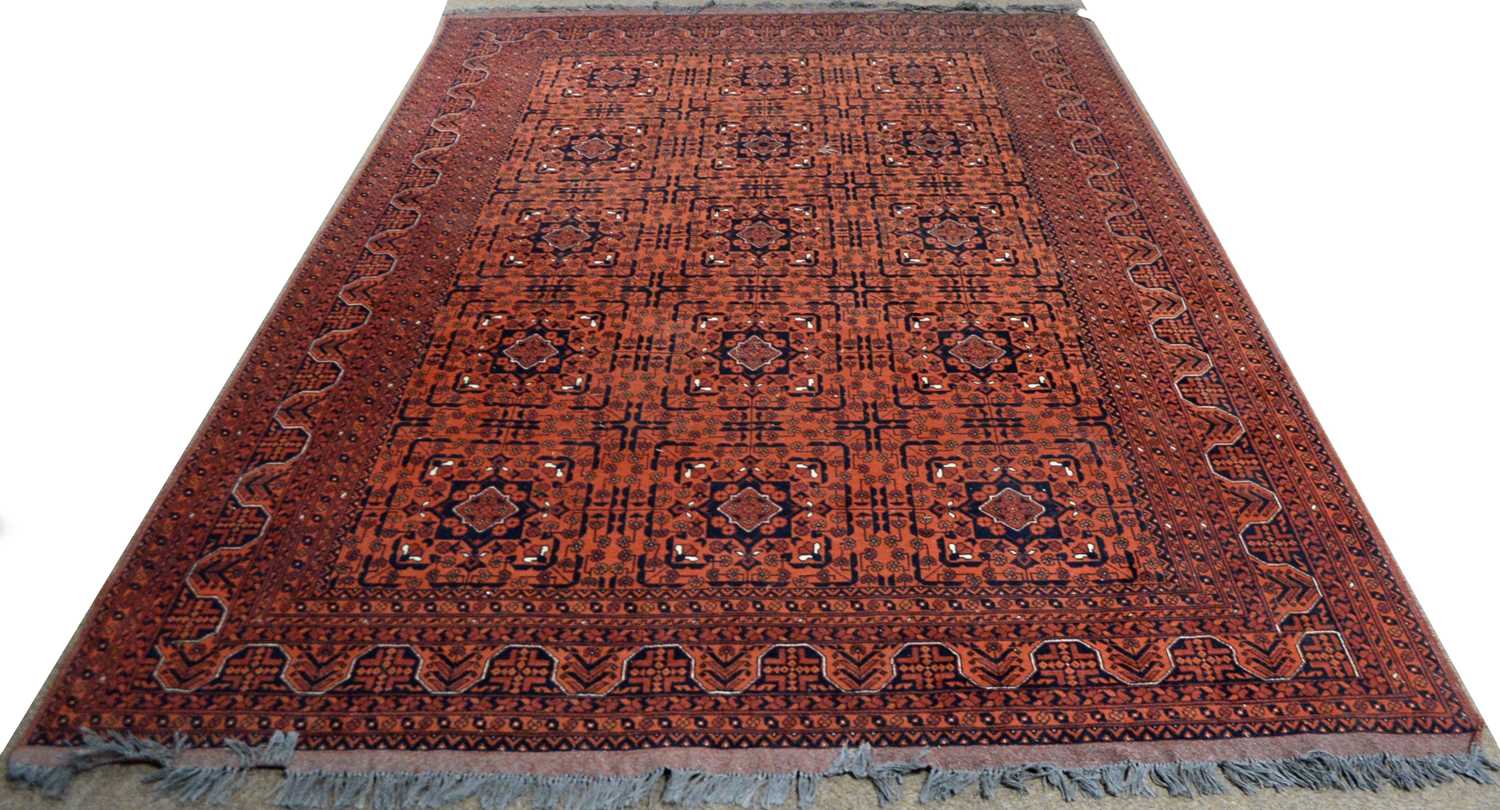 Lot 93 - A vintage Afghan rug