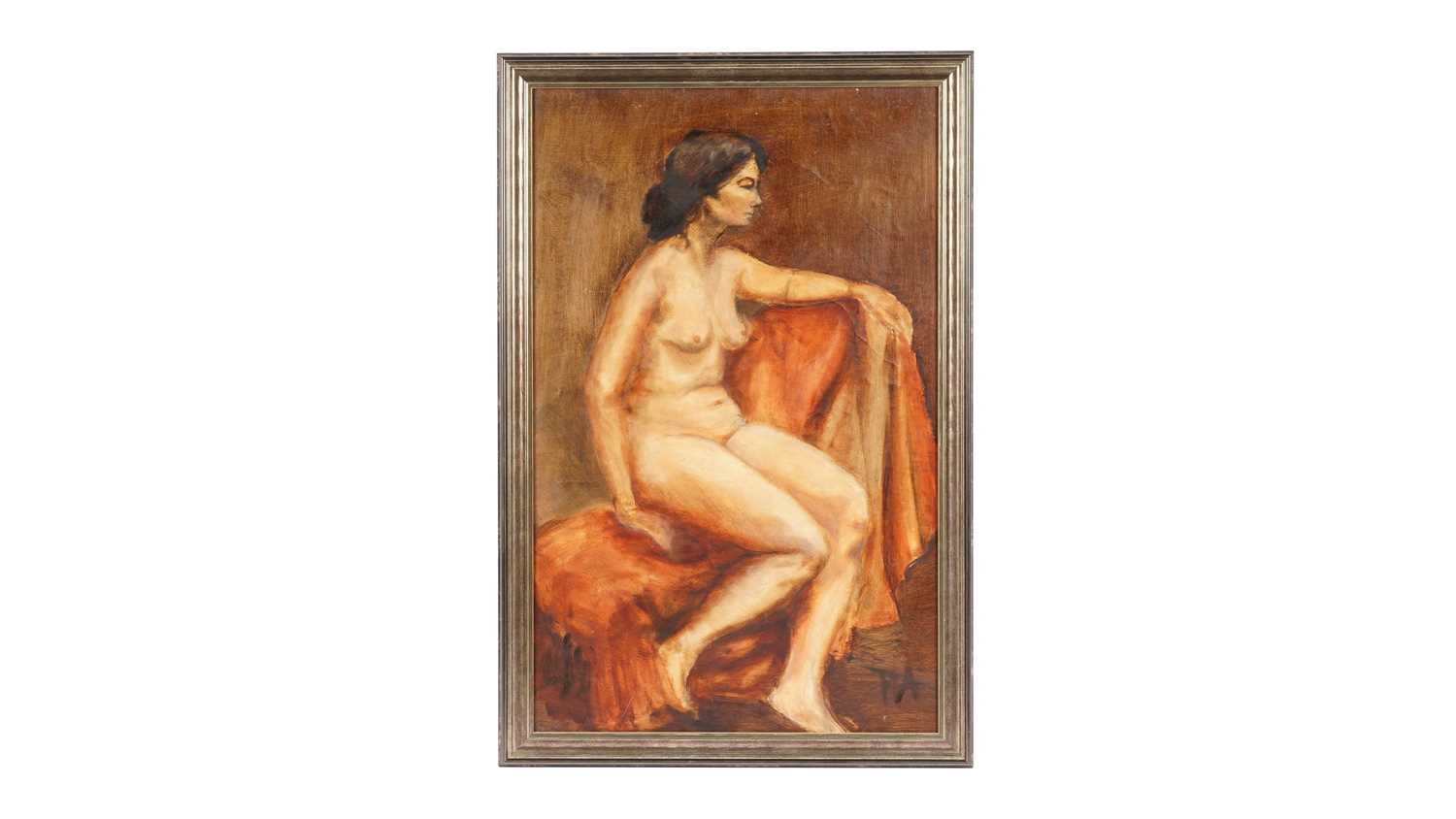 Lot 839 - Hazel Adams - Seated Nude | oil