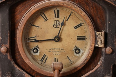 Lot 9 - An Edwardian oak checking-in clock by The International Time Recording Co Ltd