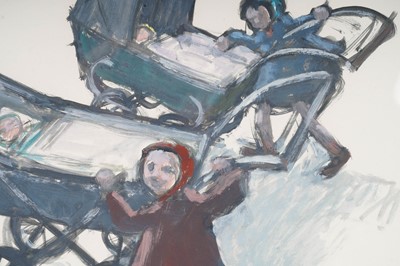 Lot 562 - Norman Stansfield Cornish - Kids with Prams and Babies | mixed media